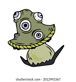 Funny monster bear . Cute cartoon kawaii scary funny children's character. White background. Flat design. Vecto