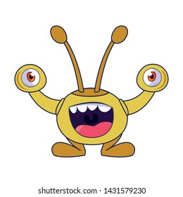 funny monster with bulging eyes comic character