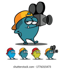 Funny monster with camera illustration vector