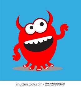funny monster of cartoon character with smile face vector illustration
