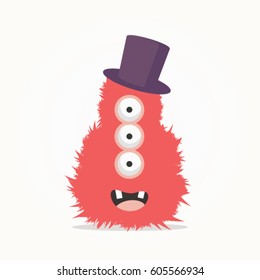 Funny monster cartoon with hat