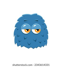 Funny monster. Cartoon illustration of a fluffy blue alien isolated on a white background. Vector 10 EPS.