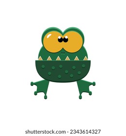 Funny monster. Cartoon illustration of a little green dragon isolated on a white background.. Vector 10 EPS.