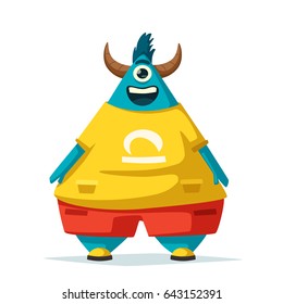Funny monster. Cartoon vector illustration.