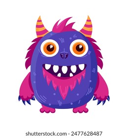 Lustige Monsterfigur im Cartoon-schlichten Stil auf weißem Hintergrund. Nette Monster-Vektorillustration