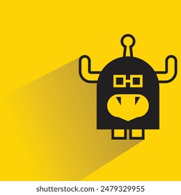 funny monster character with drop shadow on yellow background