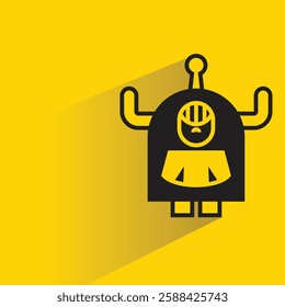 funny monster character with drop shadow on yellow background