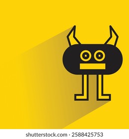 funny monster character with drop shadow on yellow background