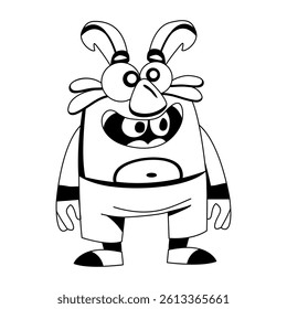 Funny monster character illustration in glyph style 
