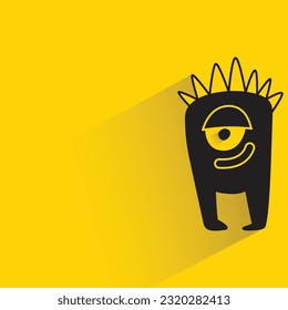 funny monster character on yellow background