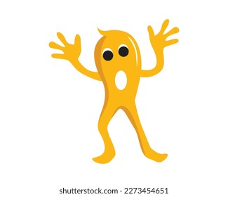 Funny Monster or Character with Peek a Boo Gesture Illustration with Simple Illustration