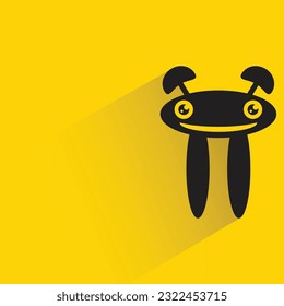 funny monster character with shadow on yellow background