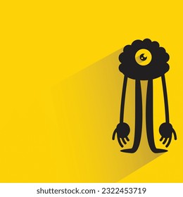 funny monster character with shadow on yellow background