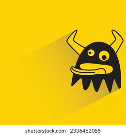 funny monster character with shadow on yellow background