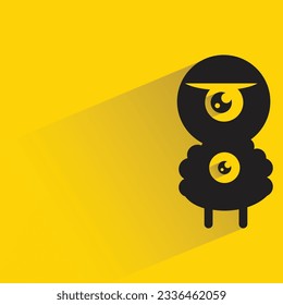personaje monstruo gracioso con sombra sobre fondo amarillo