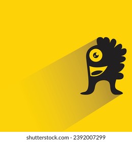 funny monster character with shadow on yellow background