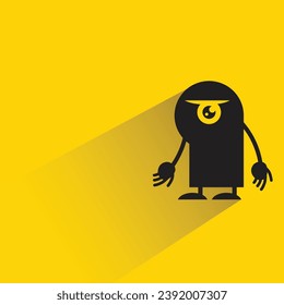funny monster character with shadow on yellow background