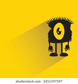 funny monster character with shadow on yellow background