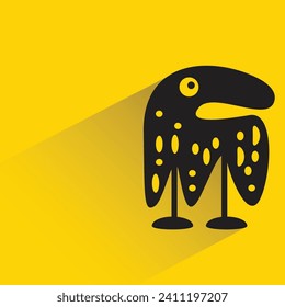 personaje monstruo gracioso con sombra sobre fondo amarillo