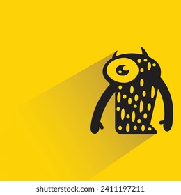 funny monster character with shadow on yellow background