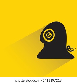 funny monster character with shadow on yellow background