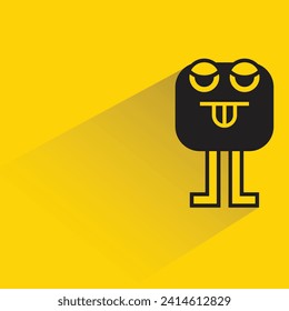 funny monster character with shadow on yellow background