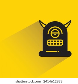 funny monster character with shadow on yellow background
