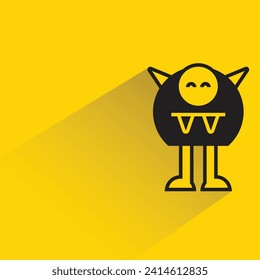 funny monster character with shadow on yellow background