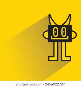 funny monster character with shadow on yellow background