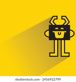 personaje monstruo divertido con sombra sobre fondo amarillo