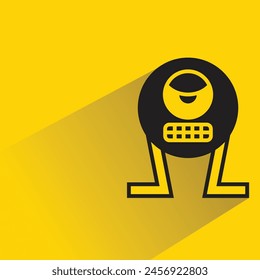 funny monster character with shadow on yellow background