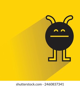 funny monster character with shadow on yellow background