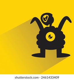 funny monster character with shadow on yellow background