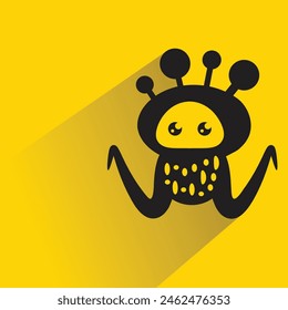funny monster character with shadow on yellow background