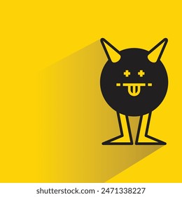 funny monster character with shadow on yellow background