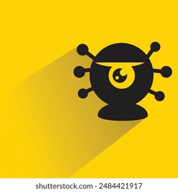 funny monster character with shadow on yellow background