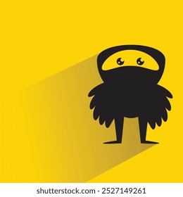 funny monster character with shadow on yellow background