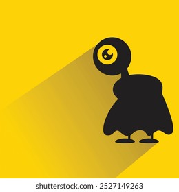 funny monster character with shadow on yellow background