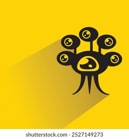 funny monster character with shadow on yellow background