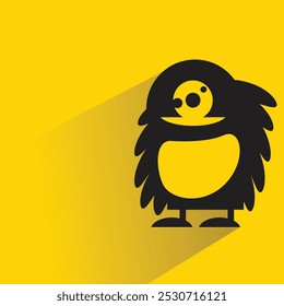funny monster character with shadow on yellow background
