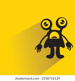 funny monster character with shadow on yellow background