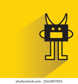 funny monster character with shadow on yellow background