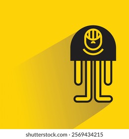 funny monster character with shadow on yellow background