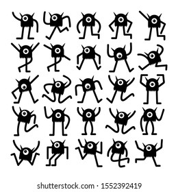 funny monster characters, comic cartoon design set