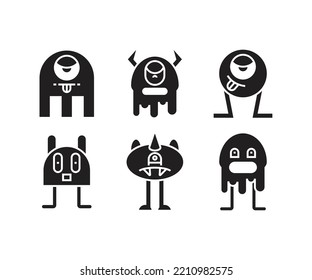 funny monster characters illustration set