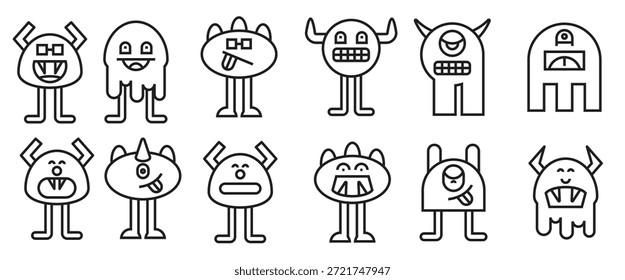 personagens de monstro engraçado ilustração ilustração vetorial