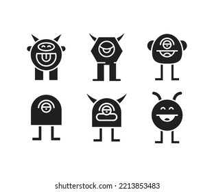 ilustración vectorial de caracteres monstruo divertidos