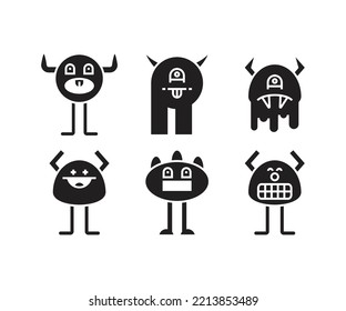 ilustración vectorial de caracteres monstruo divertidos