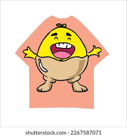 Funny Monster Chibi Vector Illustration für Shirt-Design, Lächelkartoon