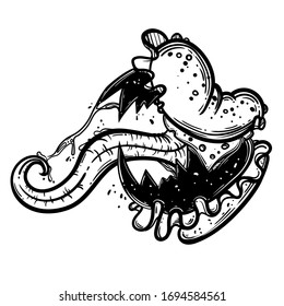 Funny monster for coloring book. Food monster. Vector illustration